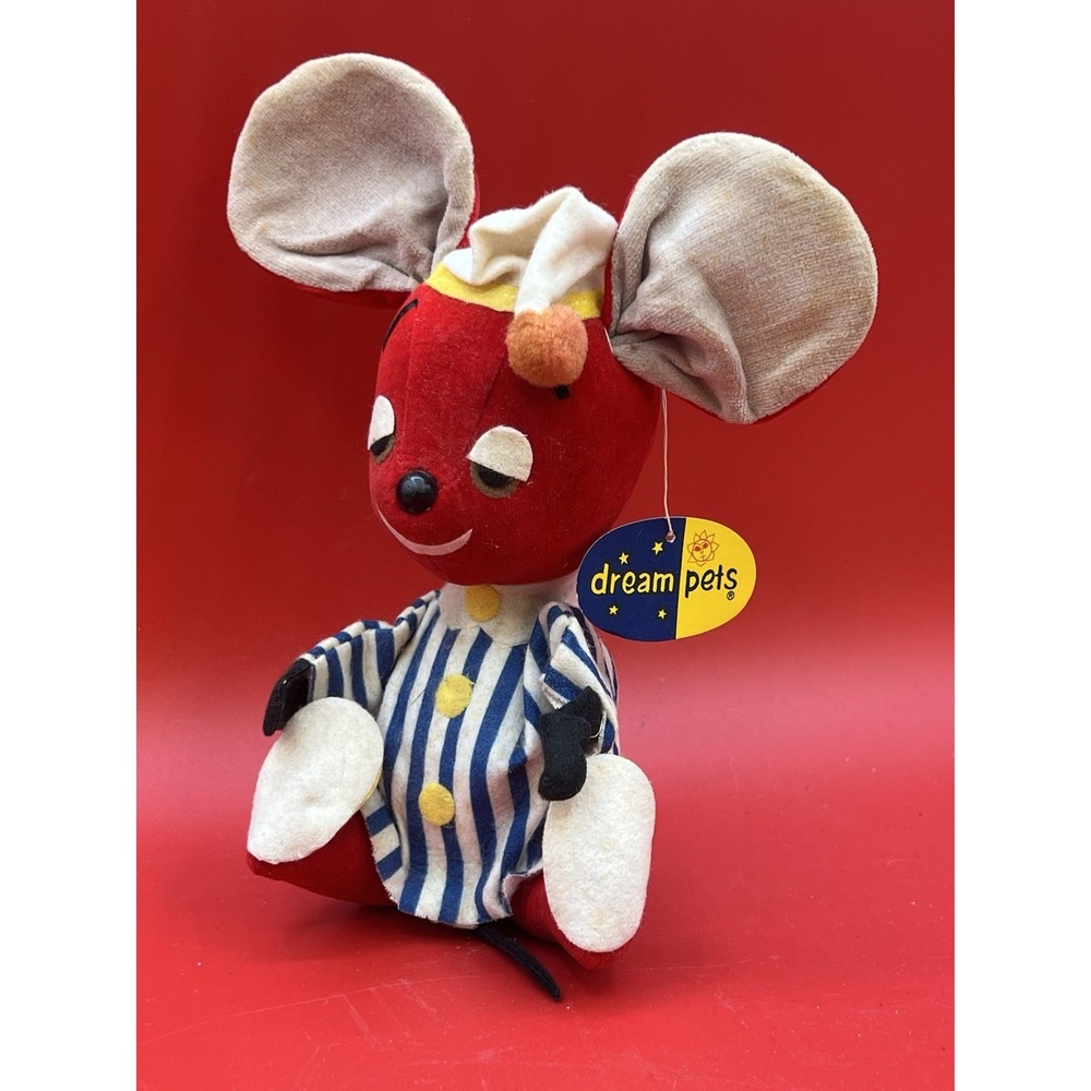 Vintage DAKIN Dream Pets Red Mouse Stuffed Plush Japan NWT